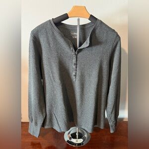 LL Bean Waffle Knit Henley Womens XL